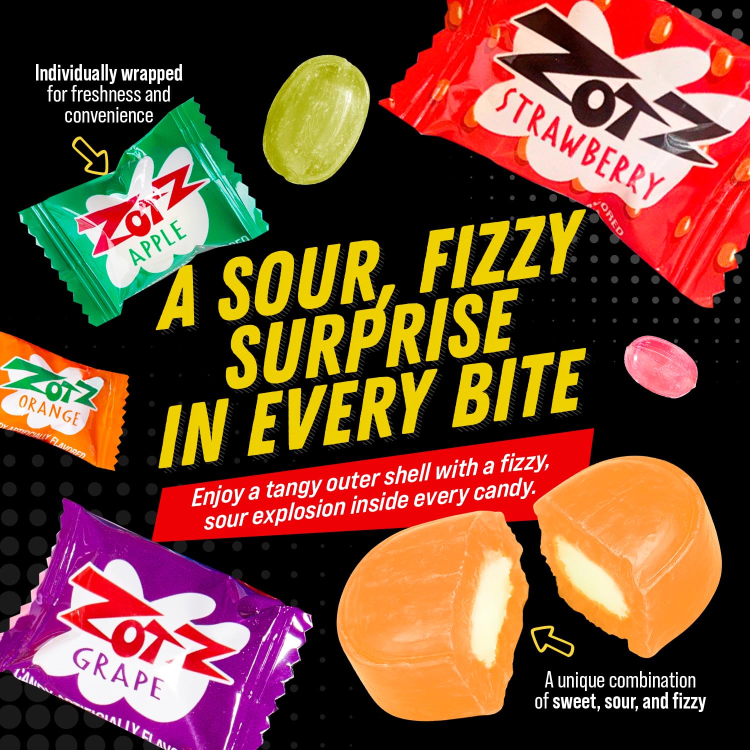 ZOTZ individually wrapped pile ready for party favors and hygienic sharing