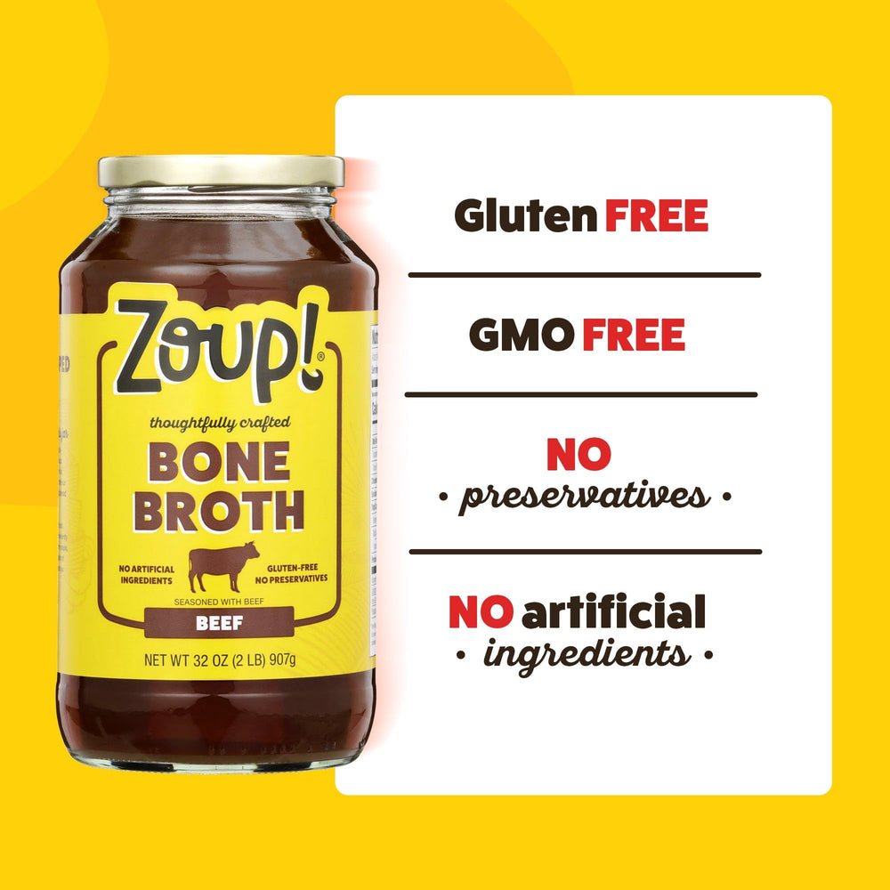Zoup! close-up of broth texture highlighting rich chicken color and savory aroma