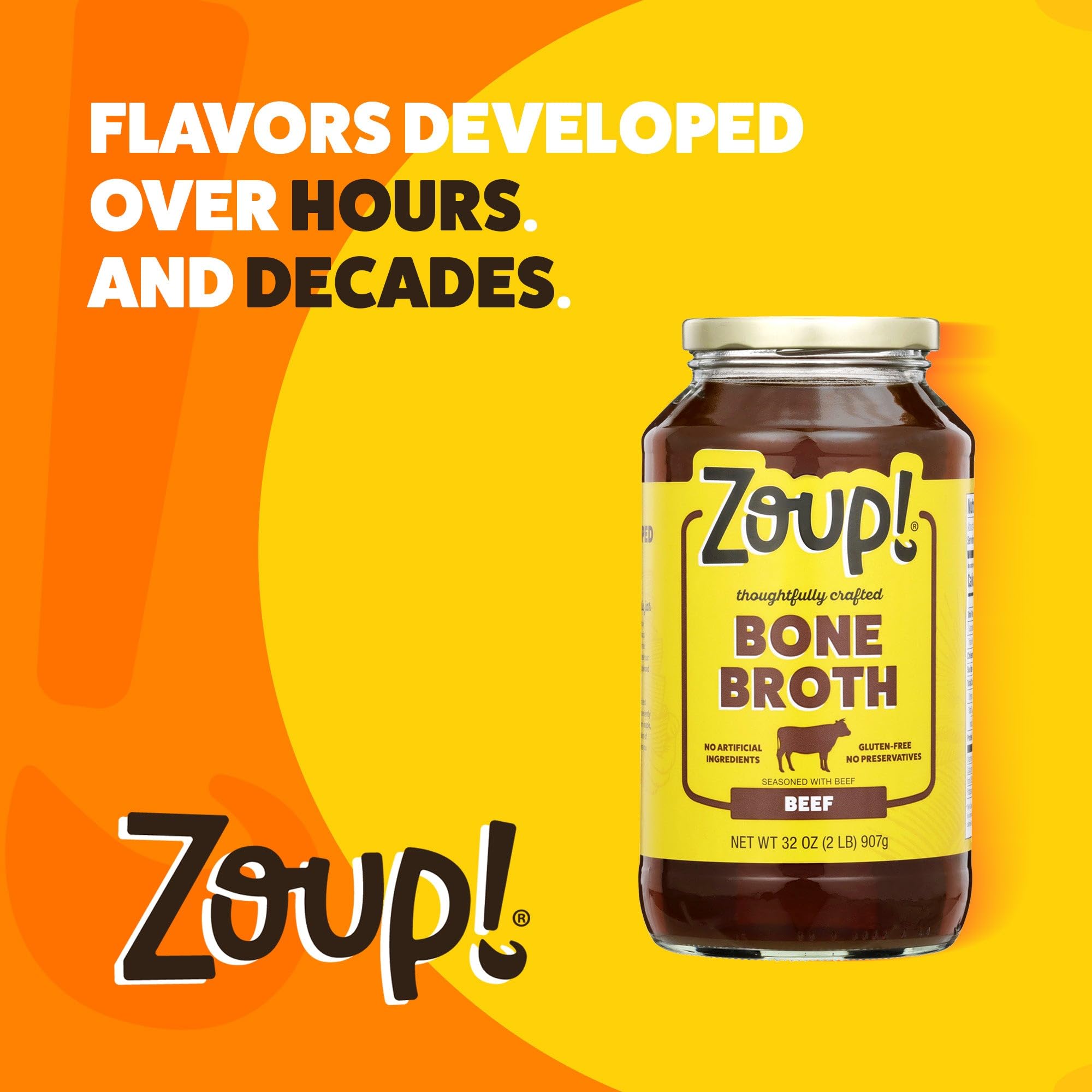 Zoup! jar beside measuring cup to show 32 oz scale and portioning convenience
