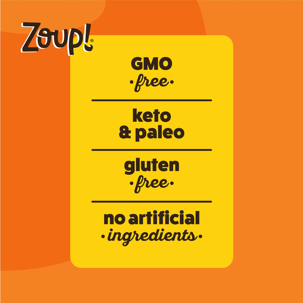Zoup! jar beside measuring cup to illustrate how much broth one jar yields