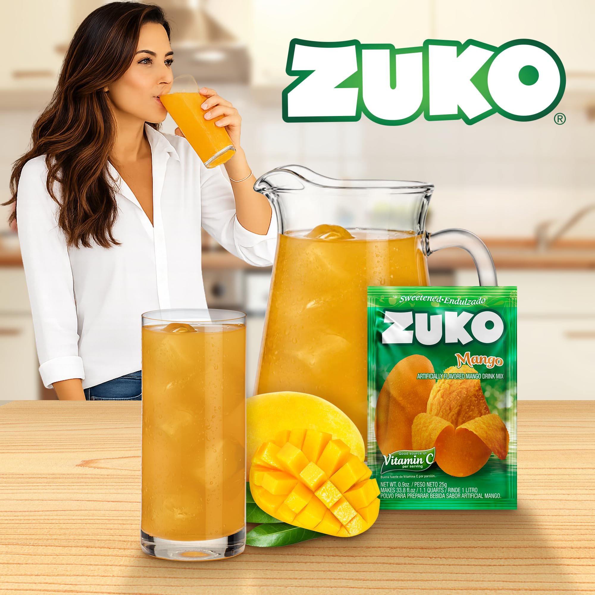 ZUKO mango drink mixed in bottle demonstrating easy preparation