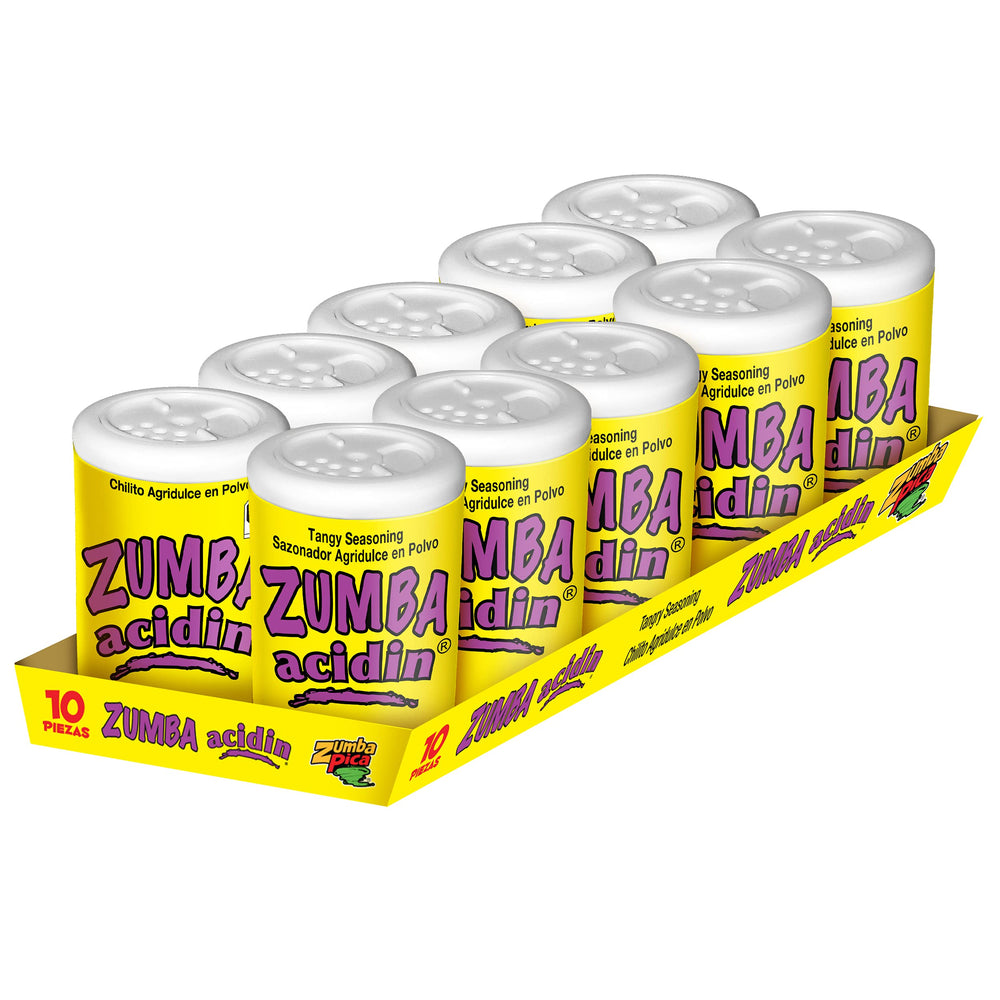 Zumba Pica front packaging showing ten labeled bottles and vibrant colors for party-ready flavor