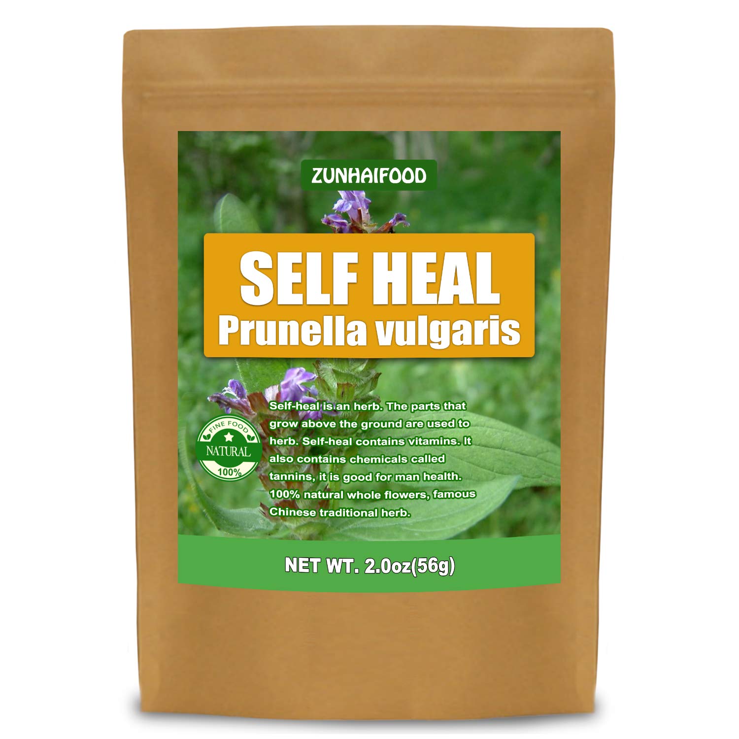 Zunhai Food front pouch showing 2.0oz self heal packaging and clear label for convenience