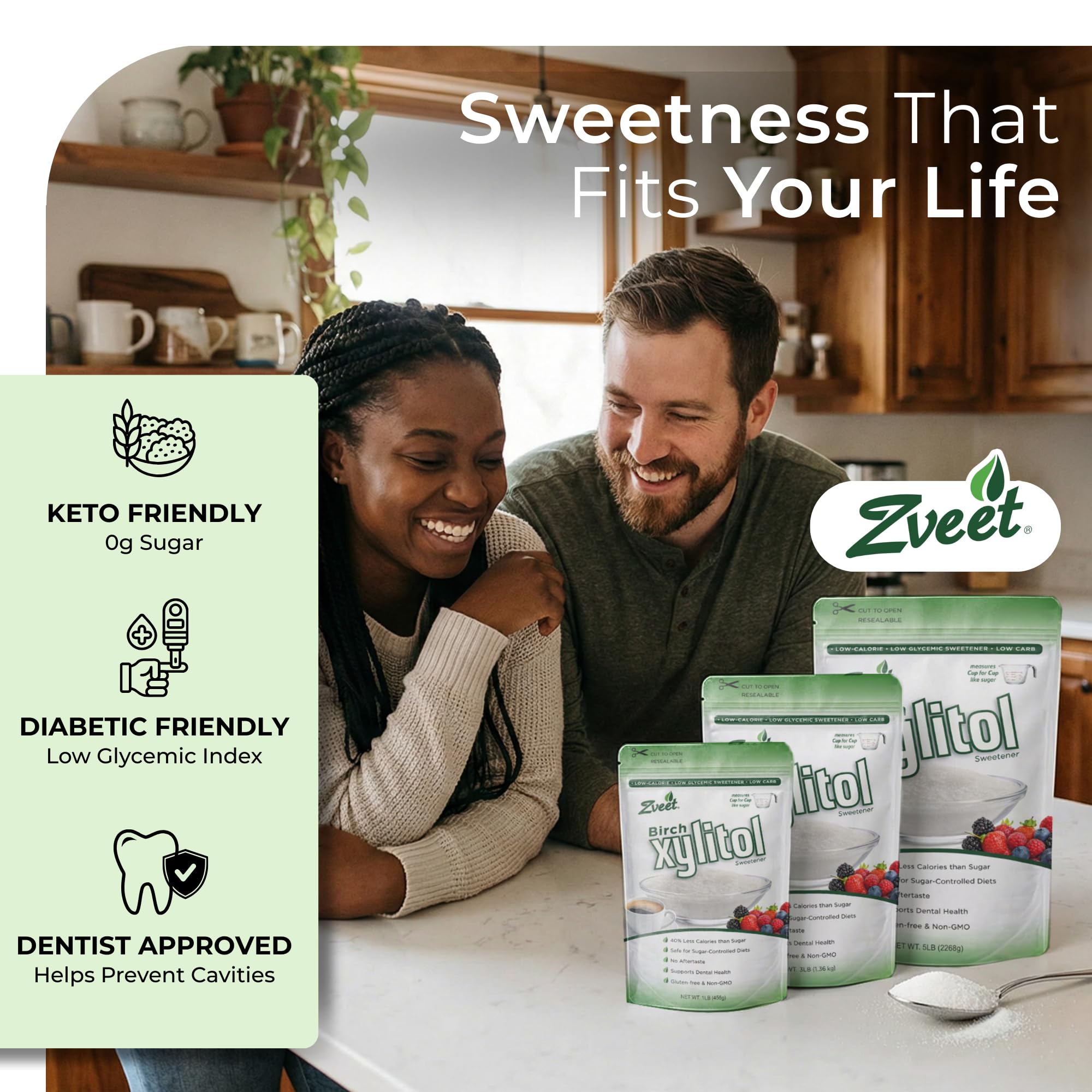 Zveet used in baking scene with cookies and spatula showing practical culinary use