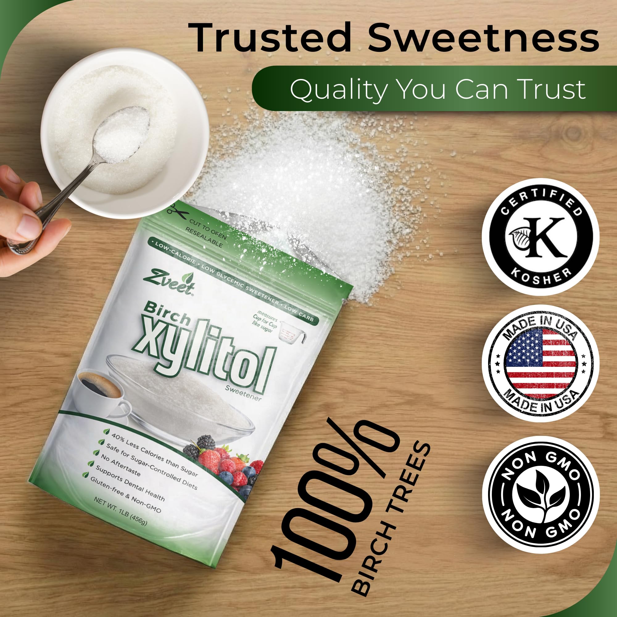 Zveet stirred into coffee cup showing quick dissolution and sugar-like sweetness